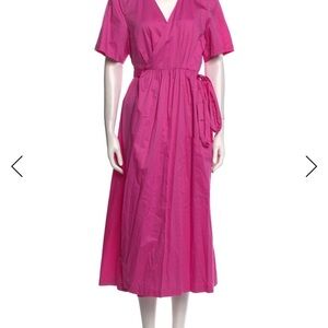 Mara Hoffman Bright Pink Wrap-Style Midi Dress